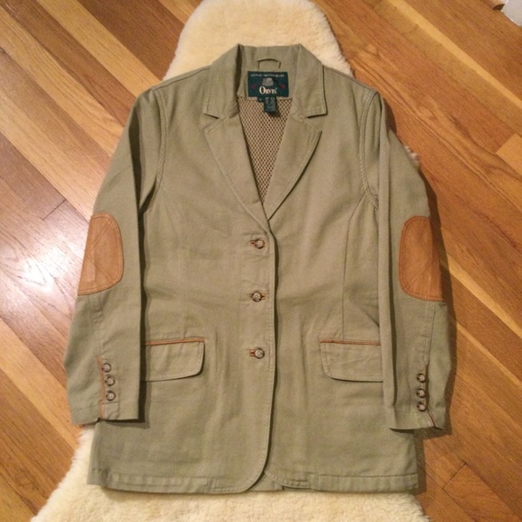 Orvis Jackets & Blazers - Orvis beige canvas blazer with elbow patches